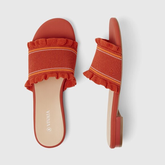 Vivaia Floria Round Toe Slide Sandals Old Money Orange Knit Breathable Comfort 9 - Picture 7 of 9